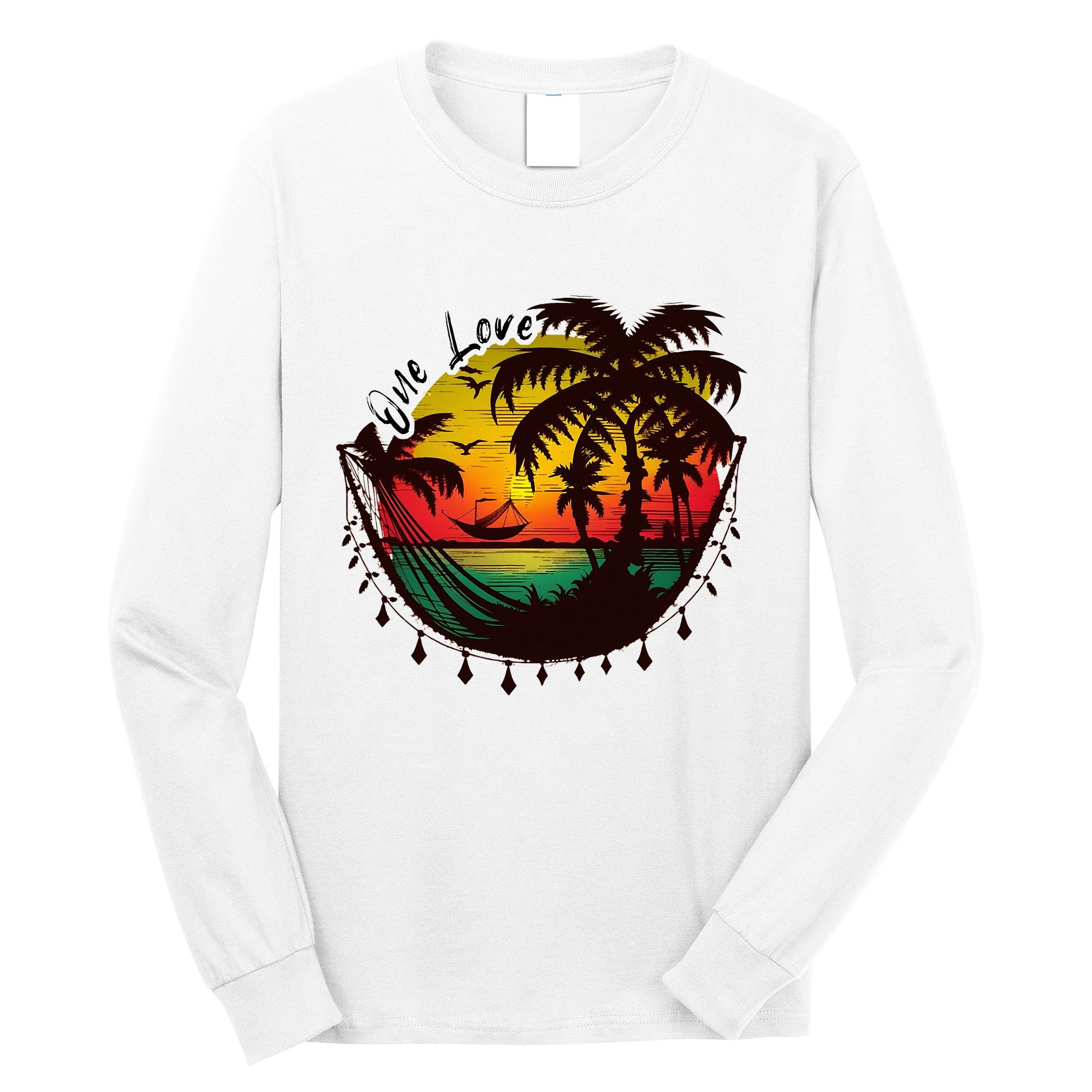 Rasta Reggae Sunset One Love Rastafari Jamaican Long Sleeve Shirt