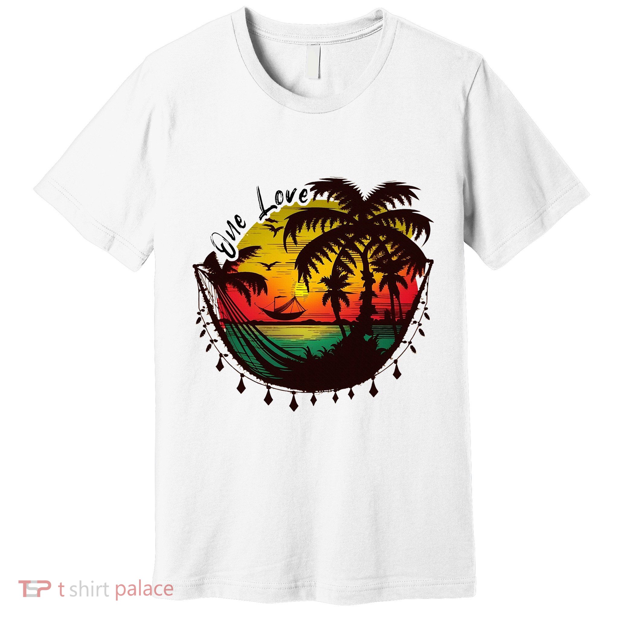Rasta Reggae Sunset One Love Rastafari Jamaican Premium T-Shirt