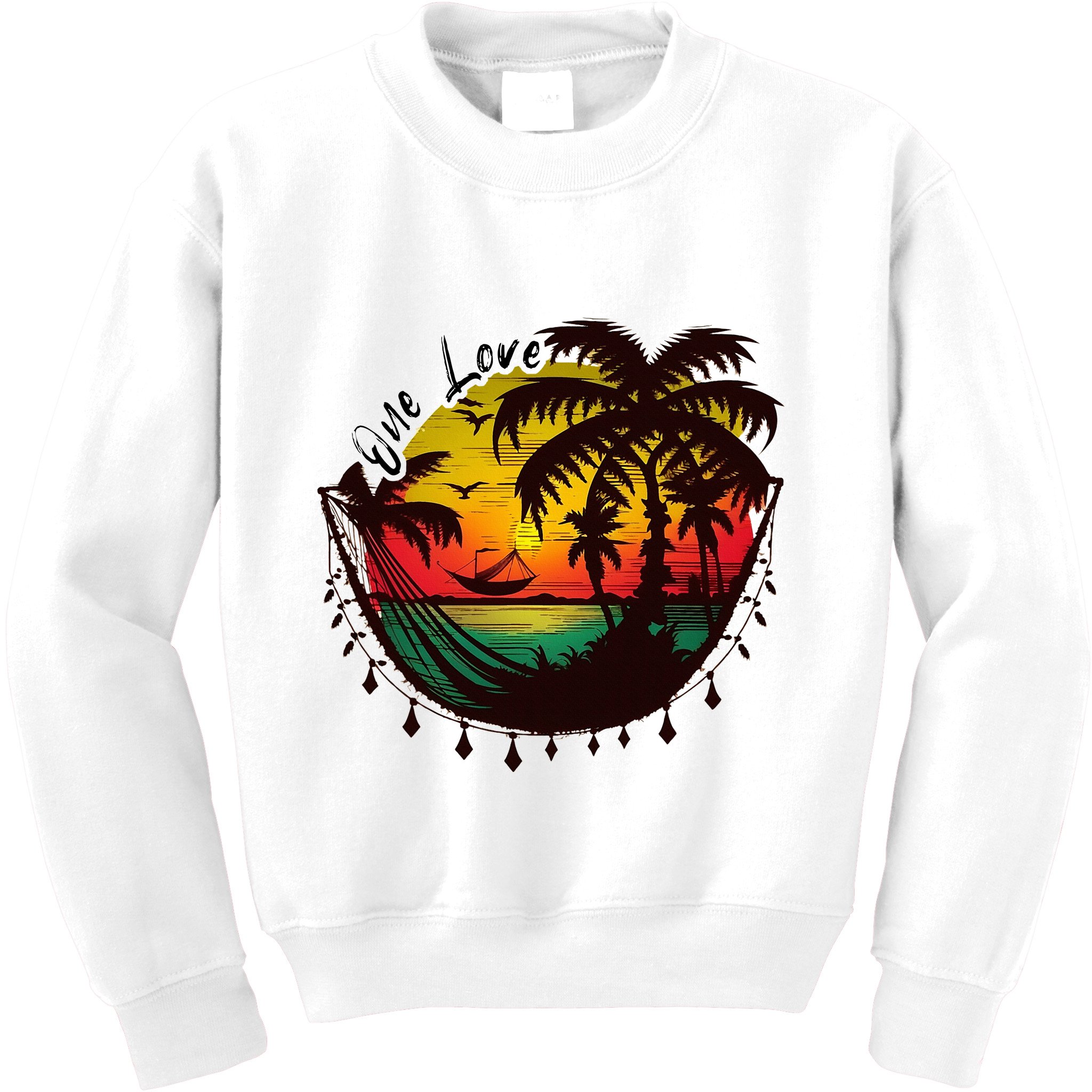 Rasta Reggae Sunset One Love Rastafari Jamaican Kids Sweatshirt