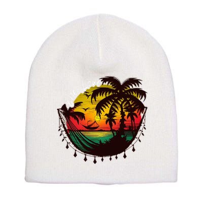 Rasta Reggae Sunset One Love Rastafari Jamaican Short Acrylic Beanie