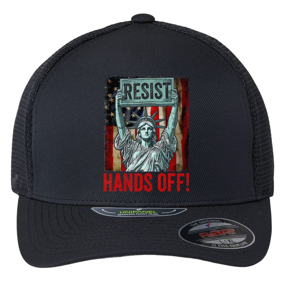 Resist Resistance Statue Of Liberty Hands Off Protest Flexfit Unipanel Trucker Cap
