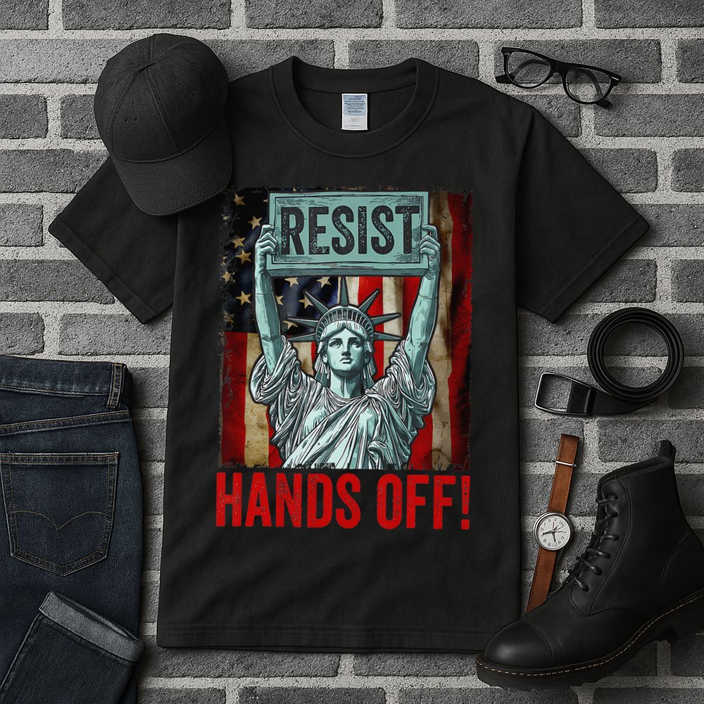 Resist Resistance Statue Of Liberty Hands Off Protest Tall T-Shirt