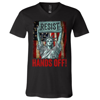 Resist Resistance Statue Of Liberty Hands Off Protest V-Neck T-Shirt