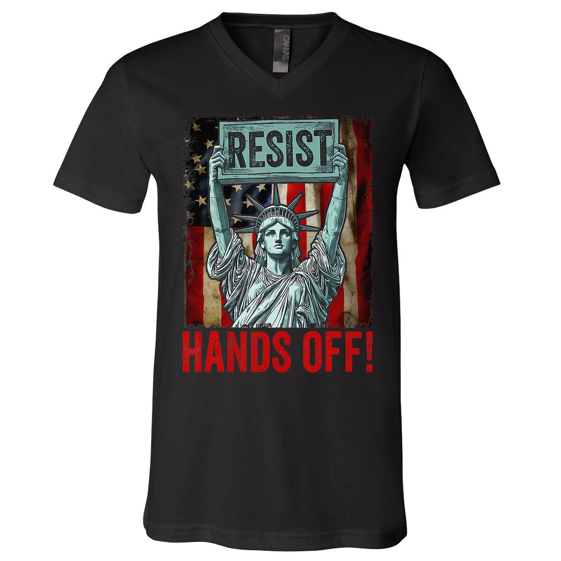Resist Resistance Statue Of Liberty Hands Off Protest V-Neck T-Shirt
