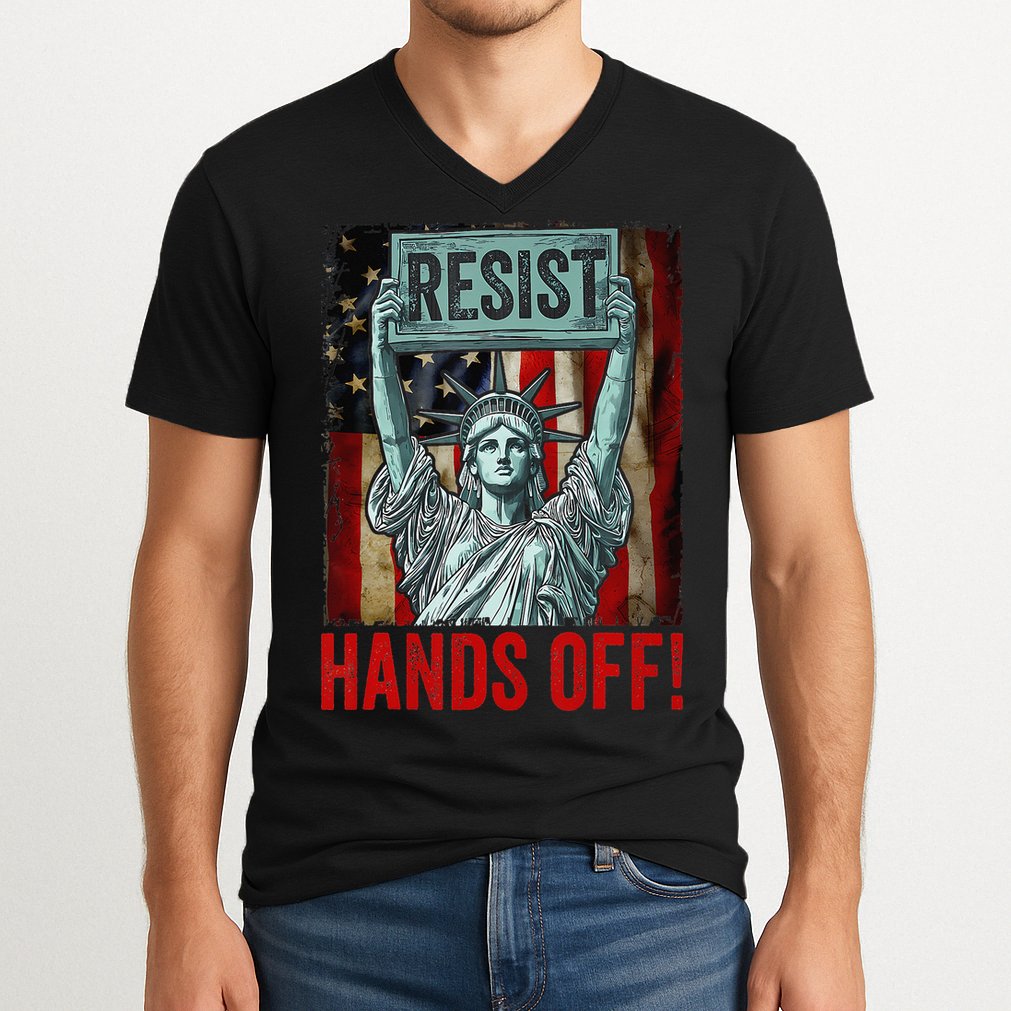 Resist Resistance Statue Of Liberty Hands Off Protest V-Neck T-Shirt