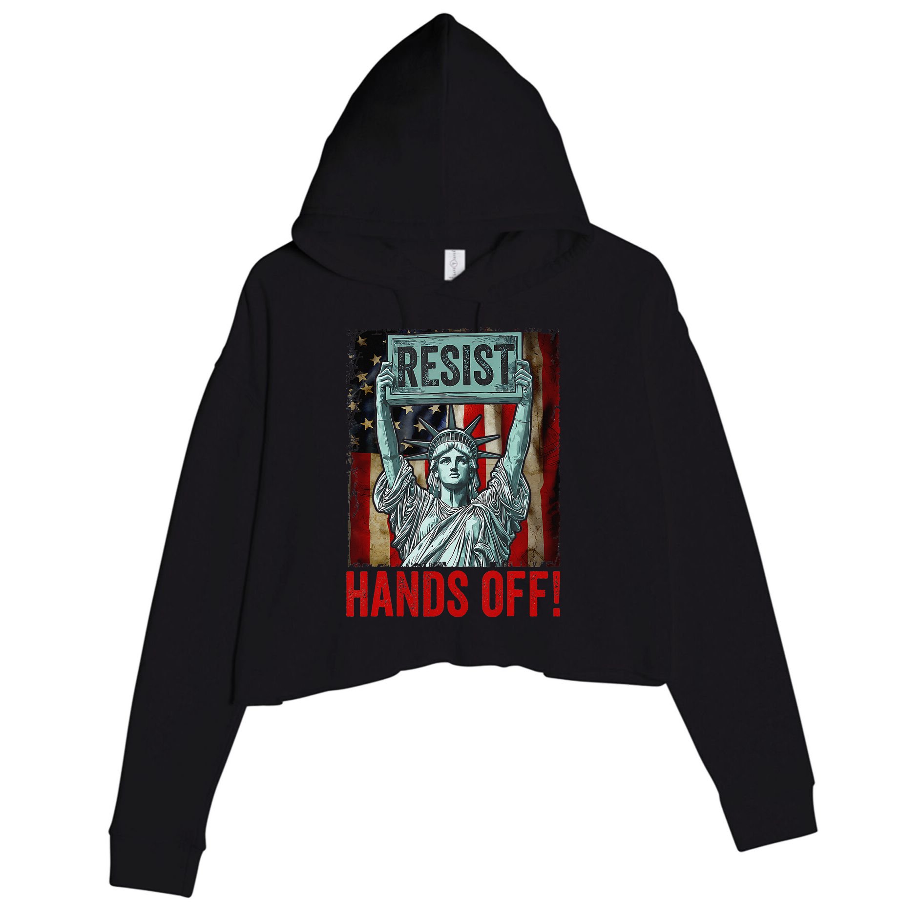 Resist Resistance Statue Of Liberty Hands Off Protest Crop Fleece Hoodie