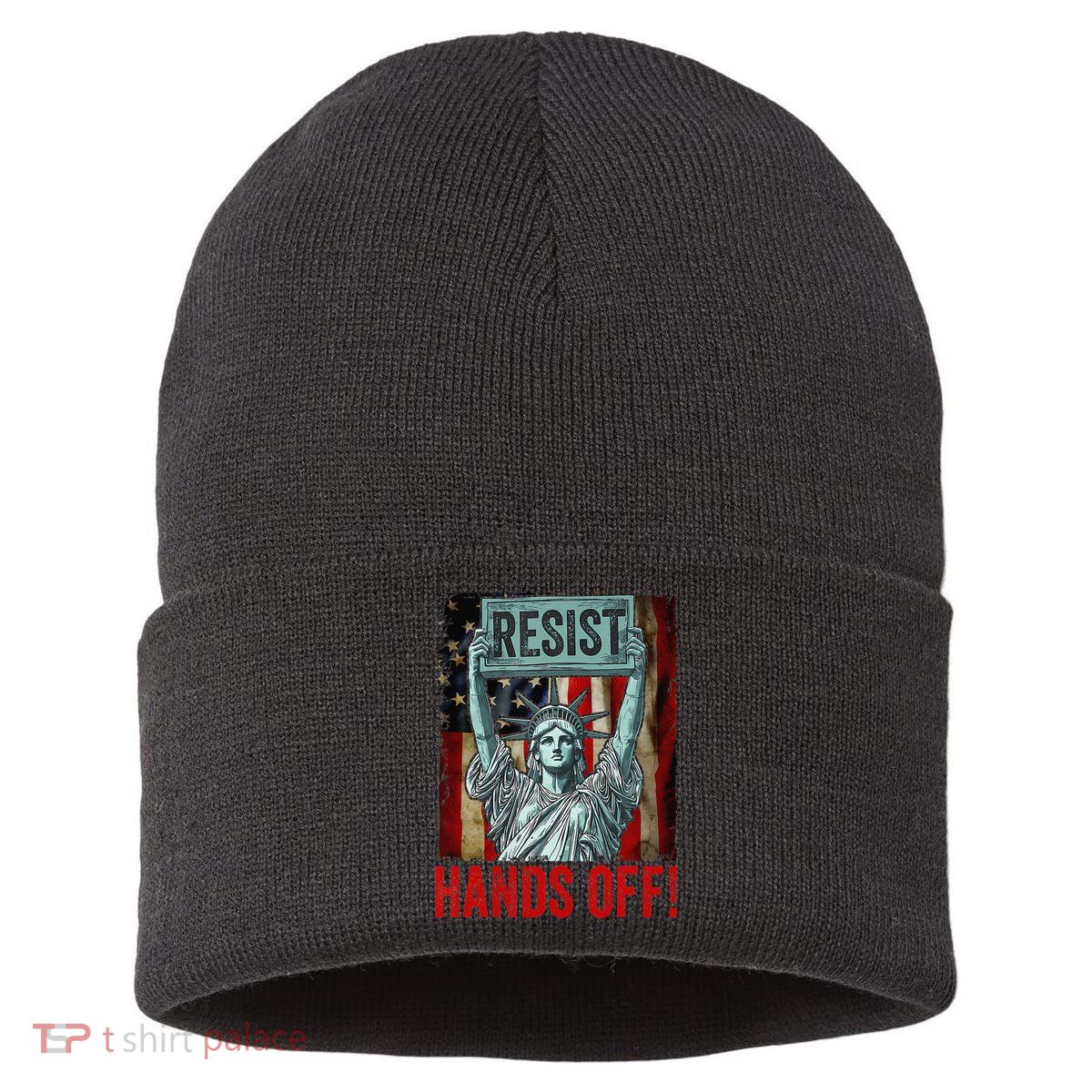 Resist Resistance Statue Of Liberty Hands Off Protest Sustainable Knit Beanie