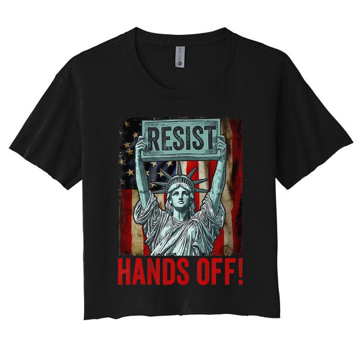 Resist Resistance Statue Of Liberty Hands Off Protest Women's Crop Top Tee