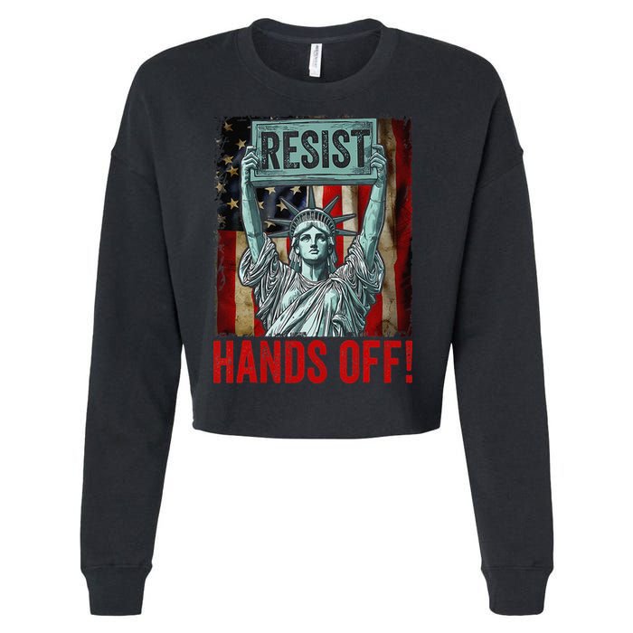 Resist Resistance Statue Of Liberty Hands Off Protest Cropped Pullover Crew