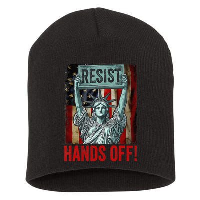Resist Resistance Statue Of Liberty Hands Off Protest Short Acrylic Beanie