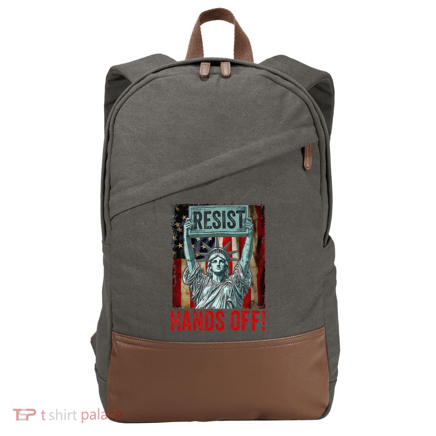 Resist Resistance Statue Of Liberty Hands Off Protest Cotton Canvas Backpack