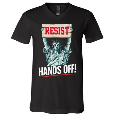 Resist Resistance Statue Of Liberty Hands Off Protest V-Neck T-Shirt