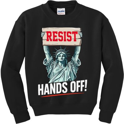 Resist Resistance Statue Of Liberty Hands Off Protest Kids Sweatshirt