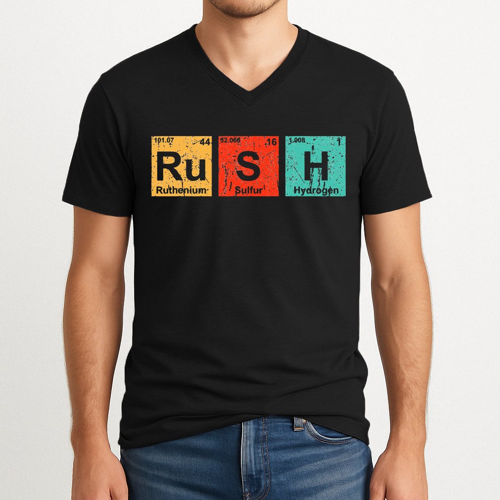 Rush (Ru S H) Periodic Table Elements Funny V-Neck T-Shirt