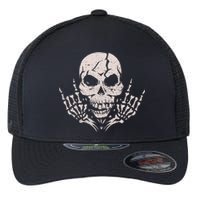 Rock & Roll Skull Skeleton Guitar Player For Music Lover Flexfit Unipanel Trucker Cap