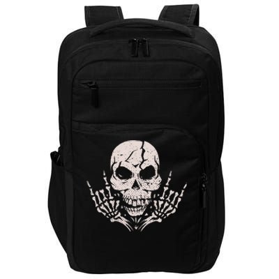 Rock & Roll Skull Skeleton Guitar Player For Music Lover Impact Tech Backpack