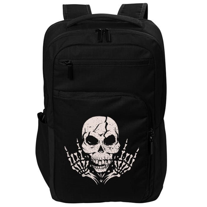 Rock & Roll Skull Skeleton Guitar Player For Music Lover Impact Tech Backpack