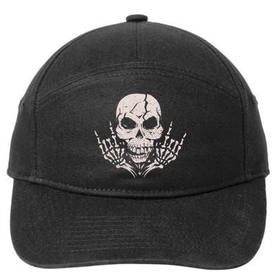 Rock & Roll Skull Skeleton Guitar Player For Music Lover 7-Panel Snapback Hat