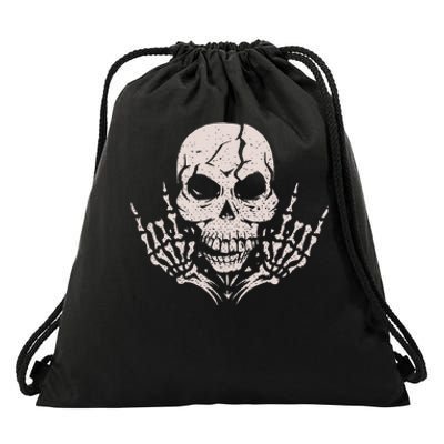 Rock & Roll Skull Skeleton Guitar Player For Music Lover Drawstring Bag