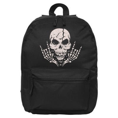 Rock & Roll Skull Skeleton Guitar Player For Music Lover 16 in Basic Backpack