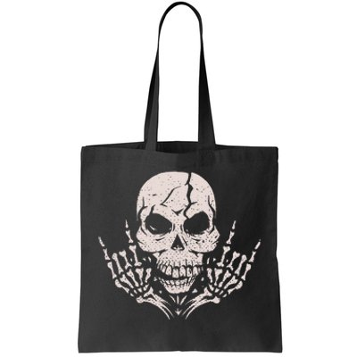 Rock & Roll Skull Skeleton Guitar Player For Music Lover Tote Bag