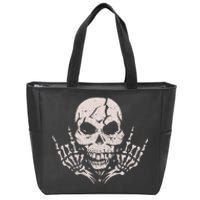 Rock & Roll Skull Skeleton Guitar Player For Music Lover Zip Tote Bag