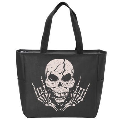 Rock & Roll Skull Skeleton Guitar Player For Music Lover Zip Tote Bag