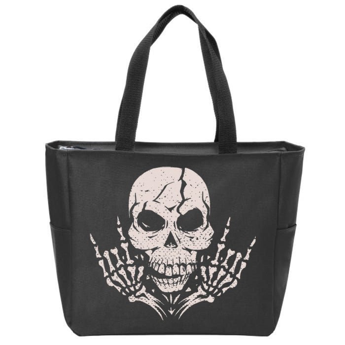 Rock & Roll Skull Skeleton Guitar Player For Music Lover Zip Tote Bag