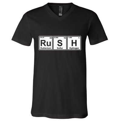 Rush (Ru S H) Periodic Table Elements V-Neck T-Shirt
