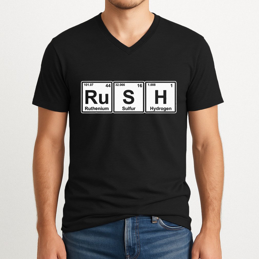 Rush (Ru S H) Periodic Table Elements V-Neck T-Shirt