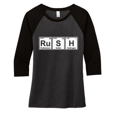 Rush (Ru S H) Periodic Table Elements Women's Tri-Blend 3/4-Sleeve Raglan Shirt