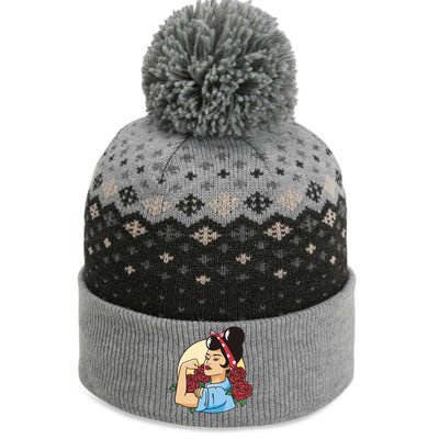 Rockabilly Rosie Strong The Baniff Cuffed Pom Beanie