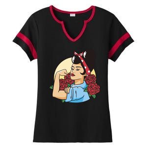 Rockabilly Rosie Strong Ladies Halftime Notch Neck Tee