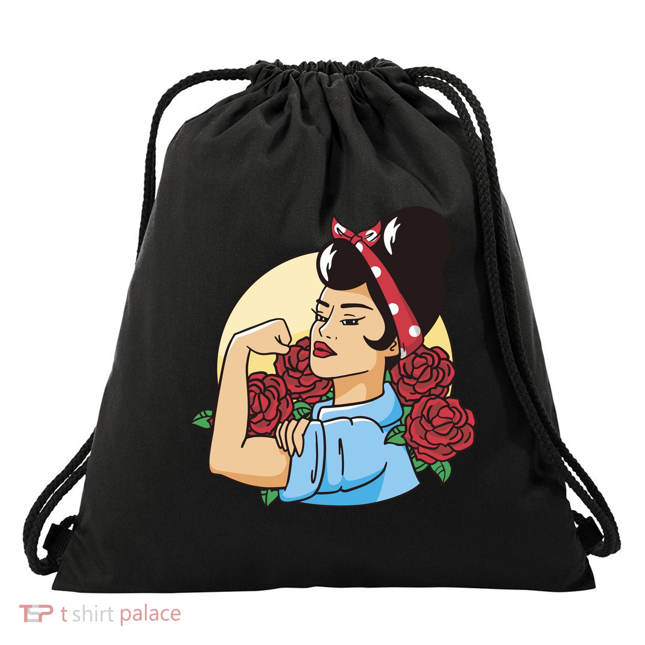 Rockabilly Rosie Strong Drawstring Bag