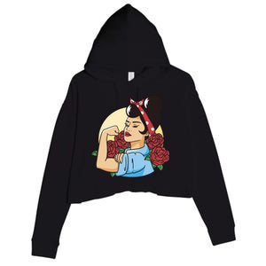 Rockabilly Rosie Strong Crop Fleece Hoodie