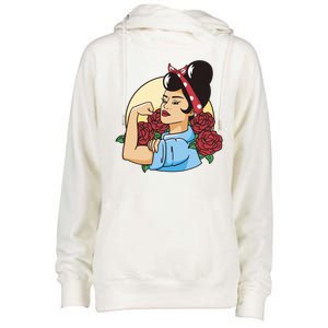 Rockabilly Rosie Strong Womens Funnel Neck Pullover Hood