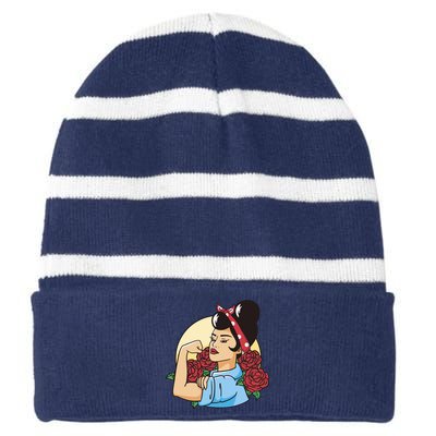 Rockabilly Rosie Strong Striped Beanie with Solid Band