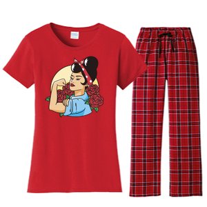 Rockabilly Rosie Strong Women's Flannel Pajama Set