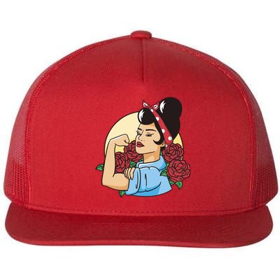 Rockabilly Rosie Strong Flat Bill Trucker Hat