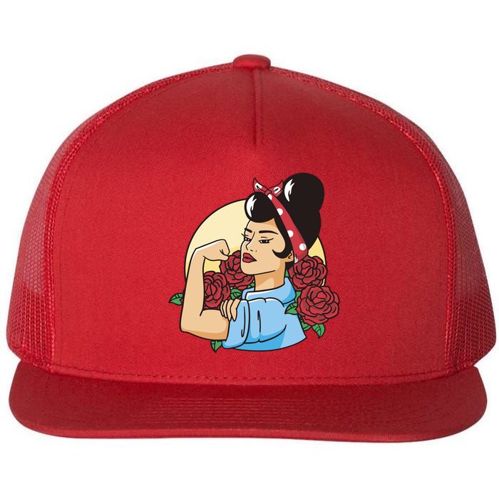 Rockabilly Rosie Strong Flat Bill Trucker Hat