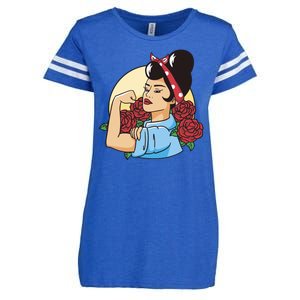 Rockabilly Rosie Strong Enza Ladies Jersey Football T-Shirt