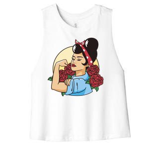 Rockabilly Rosie Strong Women's Racerback Cropped Tank