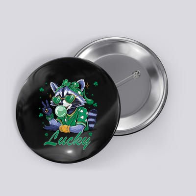 Retro Racoon St. Patrick’S Day Charm With Lucky Shamrock Button