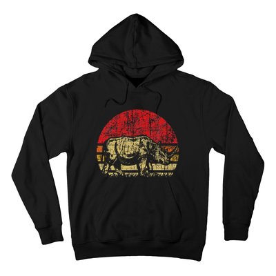 Retro Rhinoceros Safari Rhino Lover Endangered Hoodie