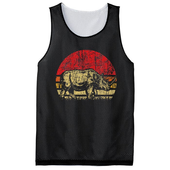 Retro Rhinoceros Safari Rhino Lover Endangered Mesh Reversible Basketball Jersey Tank