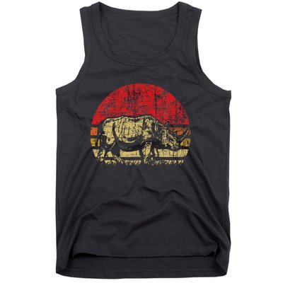 Retro Rhinoceros Safari Rhino Lover Endangered Tank Top