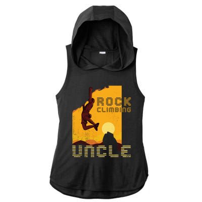 Retro Rockclimbing Sunset Rockclimbing Uncle Gift Ladies PosiCharge Tri-Blend Wicking Draft Hoodie Tank