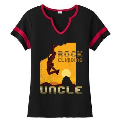 Retro Rockclimbing Sunset Rockclimbing Uncle Gift Ladies Halftime Notch Neck Tee