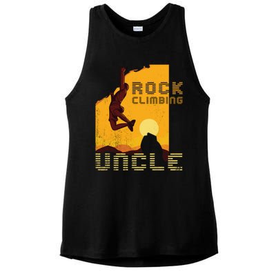 Retro Rockclimbing Sunset Rockclimbing Uncle Gift Ladies PosiCharge Tri-Blend Wicking Tank