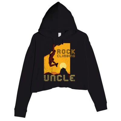 Retro Rockclimbing Sunset Rockclimbing Uncle Gift Crop Fleece Hoodie